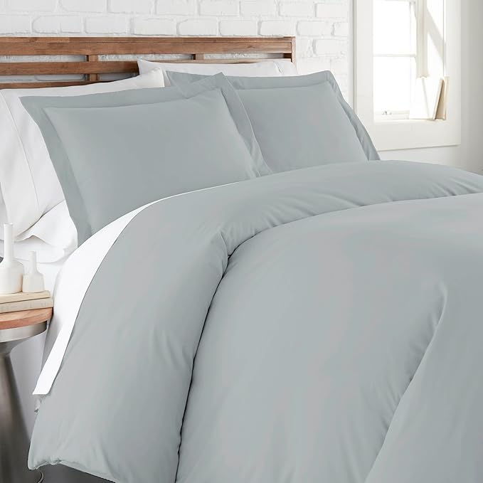 Southshore Fine Living, Inc. Premium Collection Oversized Twin Duvet Cover Bedding Set, Soft Steel Blue Duvet Cover Bedspread 2-Piece with Matching Sham (69 in Wide X 98 in Long), Light Blue