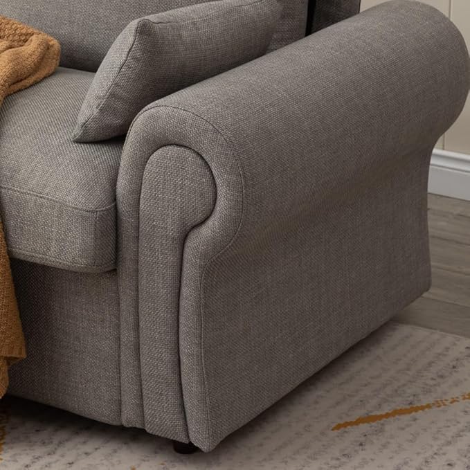 Panana Modern 2 and 3 Seats Loveseat Sofa Couch with Storage, Small Love Seat Couches for Living Room, Bedroom, Apartment, Office (Light Gray Linen Fabric, Ruched Arm - 2 Seater)