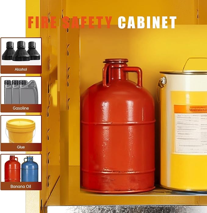 16-Gallon Flammable Storage Cabinet, 18"x18"x23" Galvanized Steel Safety Cabinet with Adjustable Shelf for Commercial, Industrial and Home Use,Yellow