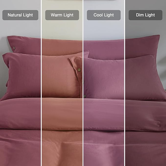 JELLYMONI Pillowcases Standard Set of 2 Cotton Button Pillow Covers 20×26in Dusty Rose Bed Pillow Cases 100% Washed Cotton Soft Breathable (Pillows are not Included)