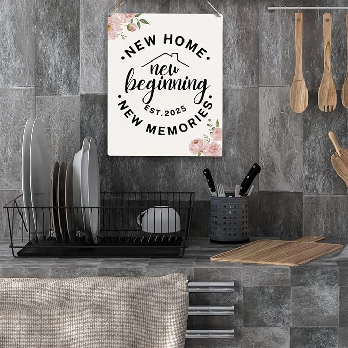 YCYD House Warming Gifts - Best Housewarming Gifts 2025, Home Sweet Home Sign, Funny New Home New Memories Ideas Home Decor Rustic Decor Wooden Box Sign for Living Room Bedroom, 10 x 8 Inch