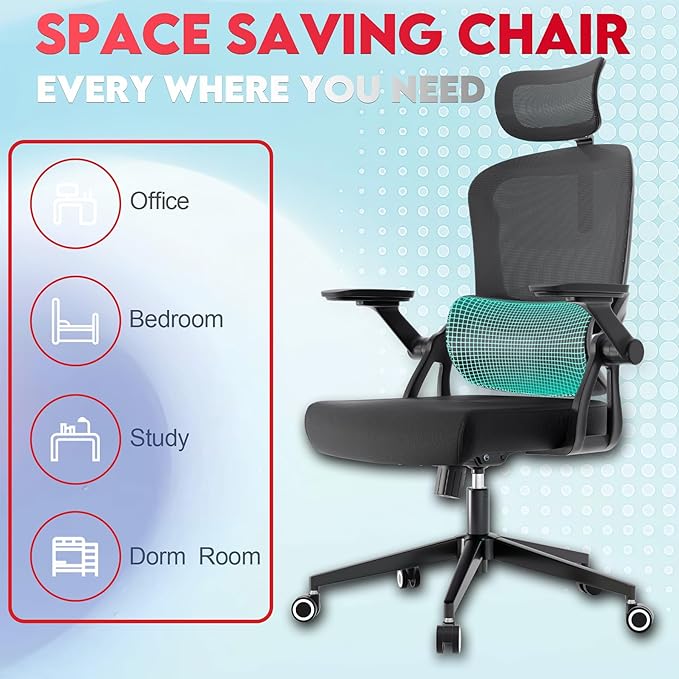Ergonomic Office Chair - 400LB Comfy Desk Chairs with Adjustable Headrest and Lumbar Back Support, Mesh Computer Chairs with Wheels and Arms for Home Office, Study (218Black-With Headrest)