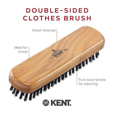 Kent CC2 Finest 100% Handcrafted Black Boar Bristle Cherrywood Clothes Brush and Travel Size Lint Remover for Cashmere, Wool, and Silk - Sweater Fuzz Remover, Suede Brush, lint Remover for Pet Hair