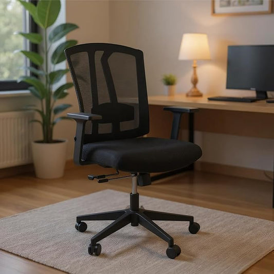 SUNLINE Ergo Classic Ergonomic Office Chair - Desk Chair with Adjustable Lumbar Support, Foam Seat Cushion, Mesh Back, and Smooth Casters - Ideal as Computer Chair, Home - Black, 330 lbs