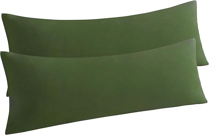 NTBAY Body Pillow Cases Set of 2, 2 Pack Brushed Microfiber 20x54 Pillow Cases, Soft, Wrinkle, Fade, Stain Resistant Olive Green Pillow Cases with Envelope Closure, 20x54 Inches, Olive Green