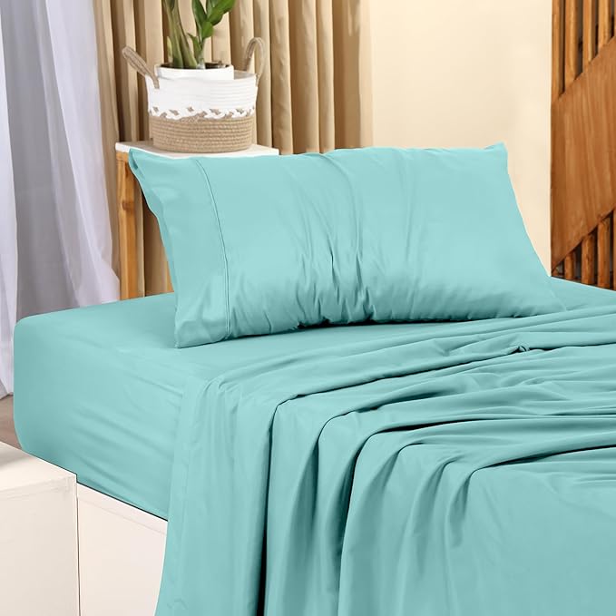 Utopia Bedding Twin XL Sheet Set – 3 Piece Bed Sheets for Twin XL Size Bed, Soft and Breathable Microfiber, Includes 1 Fitted Sheet, 1 Flat Sheet and 1 Pillowcase (Spa Blue)