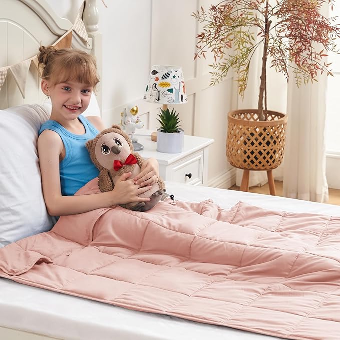 yescool Pink Weighted Blanket 5 Pounds Cooling Weighted Lap Blanket, Heavy Blanket for Sleeping, Weighted Throw Blanket Gift for 40-60lbs, 40"x60"