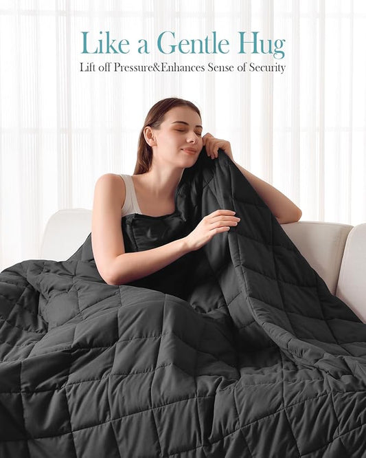 Topblan Weighted Blanket for Adults 12lbs, Soft Cooling Breathable Weighted Throw for Sleeping, Washable Heavy Blanket with Glass Beads for Winter, Sofa Bed, 48"x72" Twin Size