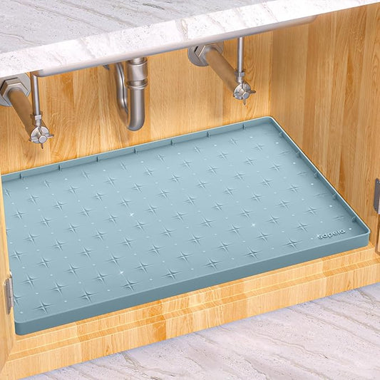 Sdpeia Under Sink Mat 31"×22" Waterproof Silicone Cabinet Liner & Sink Protector for Kitchen & Bathroom, Multi-Purpose Organizers Tray for Pets, Laundry, Cat Litter Mat