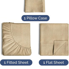 Twin Size 3 Piece Sheet Set - Comfy Breathable & Cooling Bed Sheets Set - Hotel Luxury Bedding for Women, Men, Kids, Teens, Boys & Girls - Deep Pockets, Soft & Wrinkle Free - Tan (Heathered Sheets)