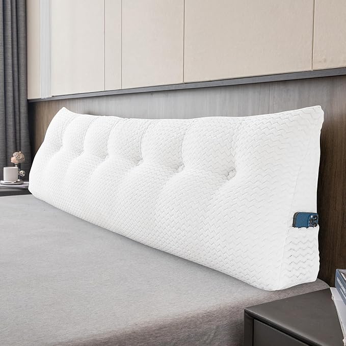 Large Bolster Triangular Headboard Wedge Backrest Positioning Support Bed Rest Reading Pillows Headboard Wedge Pillows for Day Bed with Removable Cover