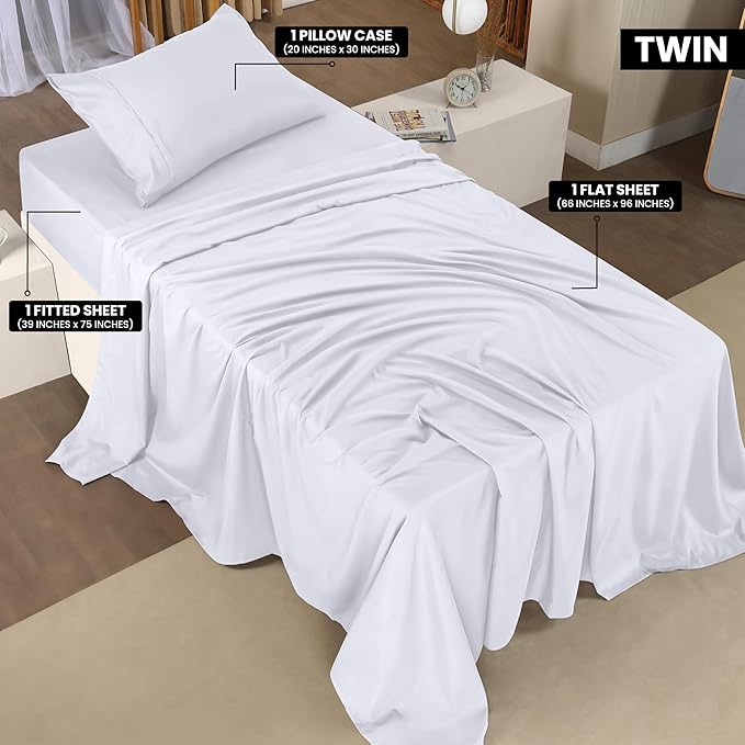 Utopia Bedding Twin Bed Sheets Set - Pack of 2 Sheet Sets - Perfect for Spa, Hotel, & Guest Bedroom - Brushed Microfiber - Shrinkage and Fade Resistant - Easy Care (White)