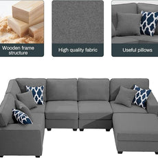 Legend Vansen Modular Sectional Sofa U Shaped Couch with Ottoman Modern Reversible Corner Sectional Couch for Living Room (Dark Grey, U Shaped Sofa-1)