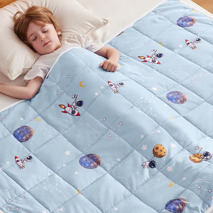 anfie Weighted Blanket Kids(36"x48" 3lbs) Weighted Blanket Cooling Blanket for Sleeping,Throw Size Breathable Blanket with Premium Glass Bead(Space Light Blue)
