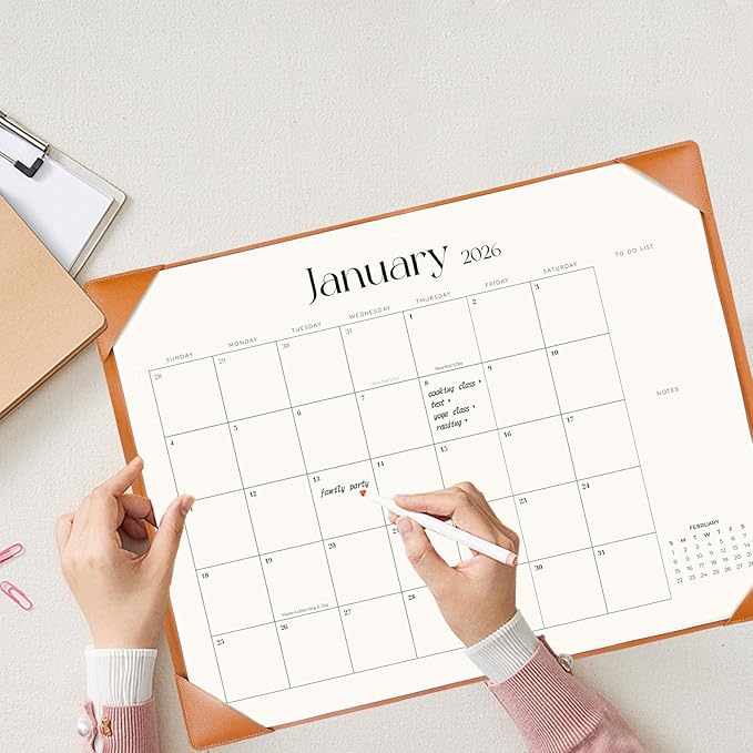 Desk Calendar 2026-2027 with Desk Mat – 22" x 17" Large Desk Pad Calendar Runs from January 2026 to June 2027, Office Supplies Desktop Monthly Calendar for Home & Office
