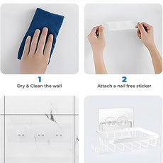 Fab Glass and Mirror Shower Caddy Pack of 5, white - Shower Organizer and Shelves for Efficient Storage, Wall Mounted Bathroom Caddy, Wall Organizer