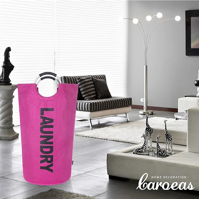 Caroeas 95L Pro Large Laundry Basket (13 Colors), Waterproof Laundry Hamper, Laundry Bag with Padded Handles, Clothes Hamper Stands Up Well, Collapsible Laundry Basket Easy Storage(Purple)