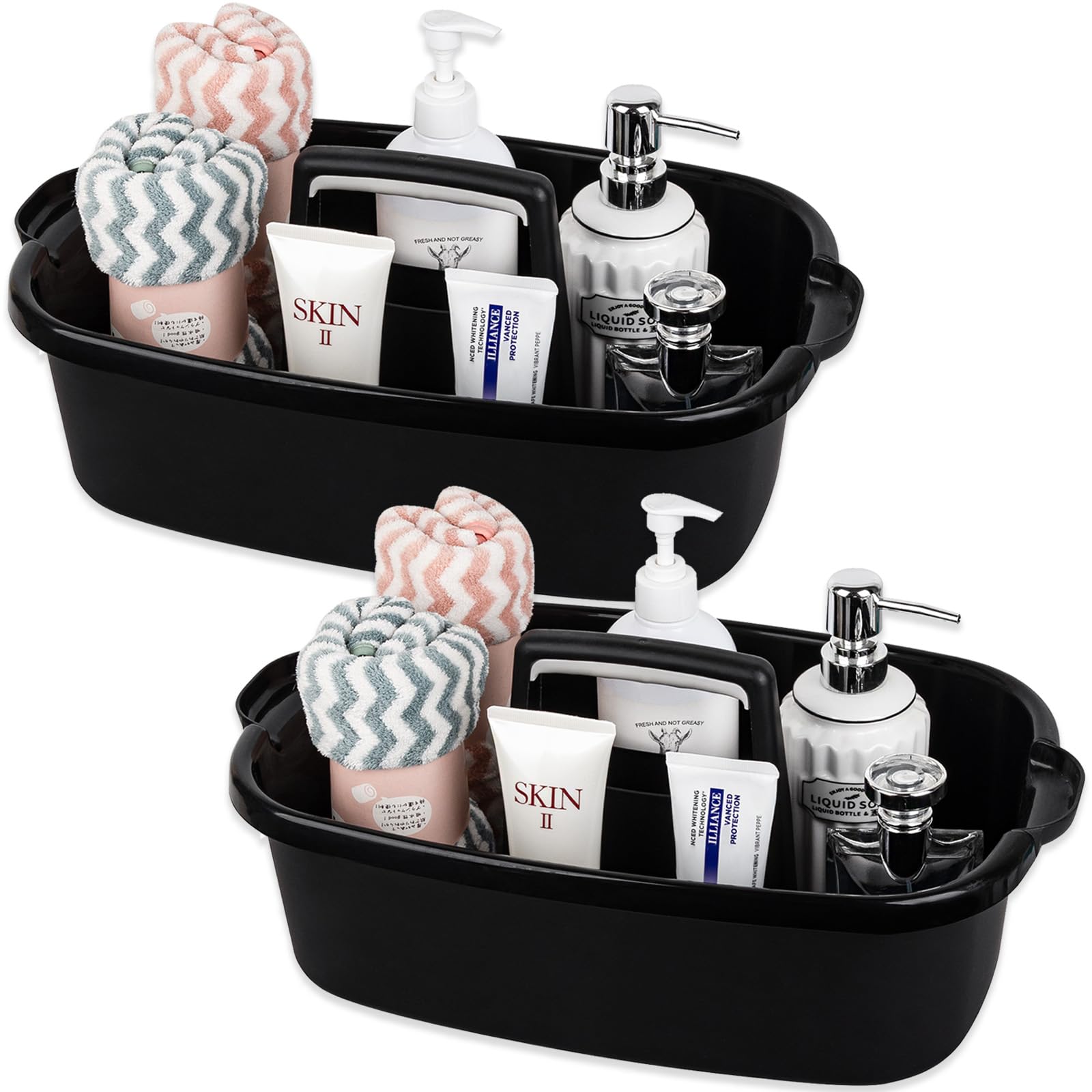 JiatuA Large Cleaning Supplies Caddy Portable Shower Basket Supply Organizer with Handle Plastic Bucket Tool Storage for Bathroom, Bedroom, Kitchen, College Dorm, Garden, Dark Gray Dormly