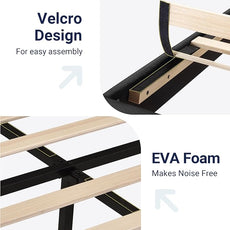 Allewie King Bed Frame Platform Bed with Fabric Upholstered Headboard and Wooden Slats Support, Fully Upholstered Mattress Foundation/No Box Spring Needed/Easy Assembly, Dark Grey