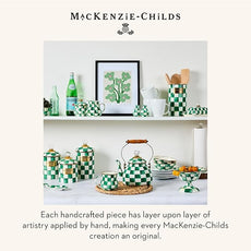 MACKENZIE-CHILDS Enamel Utensil Holder, Kitchen Utensil Holder for Countertop, Green-and-White Emerald Check