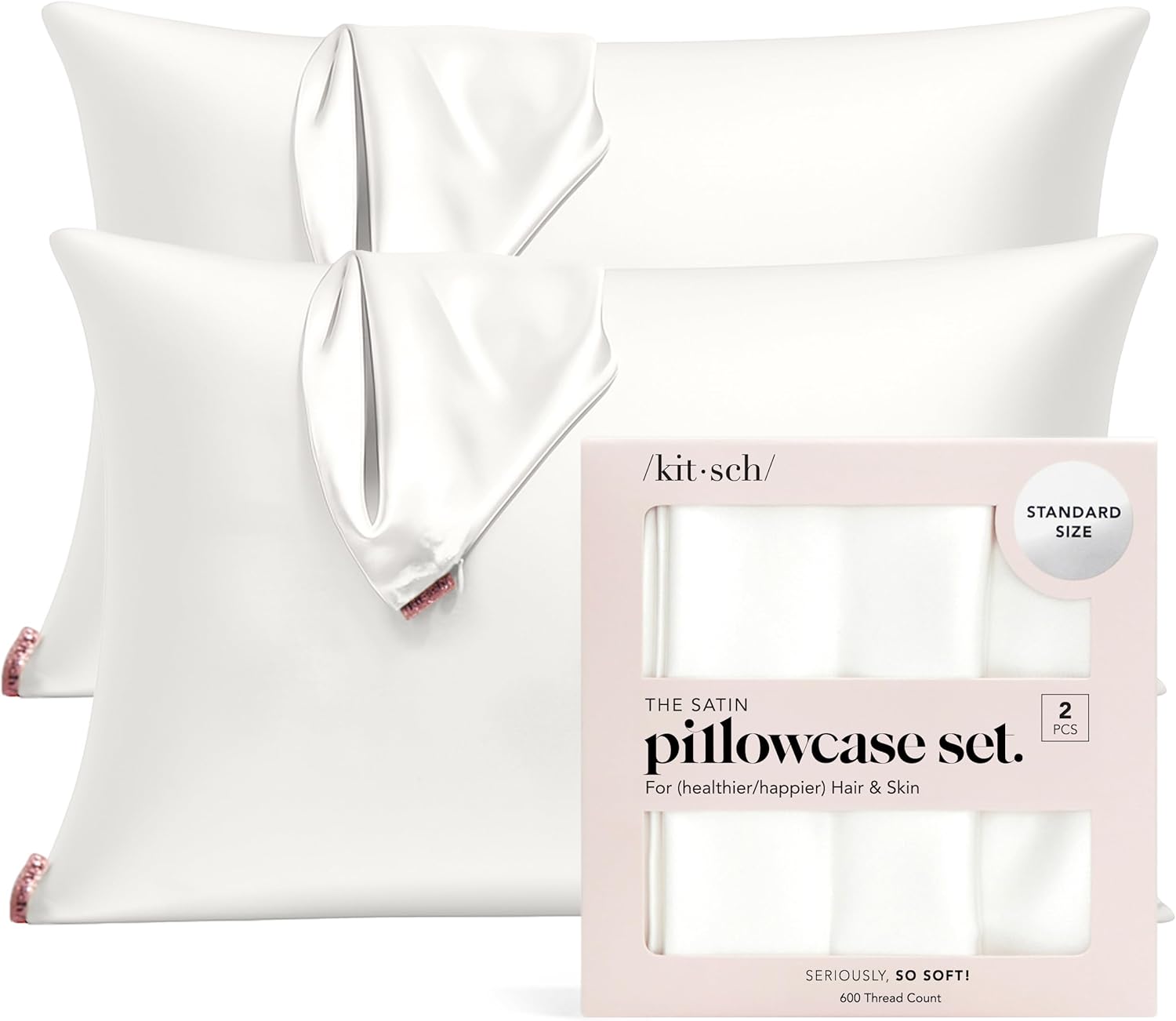 Kitsch Satin Pillowcase with Zipper for Hair & Skin - Softer Than Silk Pillow Cases, Smooth Cooling Satin Pillow Case, Wrinkle-Free, Machine Washable, Pillow Cases Standard Size 19x26 - Lavender Dormly