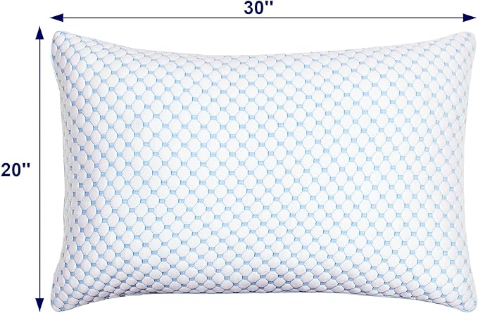 XWZO Cooling Pillow 2 Pack Pillows Queen Size Set of 2, Shredded Memory Foam Pillows Adjustable Gel Bed Pillows for Side Back Stomach Sleepers with Washable Removable Cover