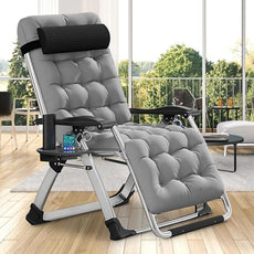 DoCred Comfy Chair, Folding Chair Recliner Chair for Bedroom and Living Room, Folding Reclining Patio Chairs Lounge Chair with Removable Cushion for Indoor Outdoor