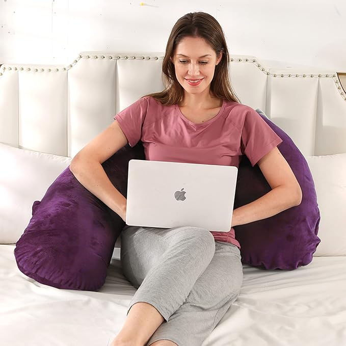 BATTOP Pregnancy Pillows for Sleeping,Maternity Body Pillow with Washable Cover,New Mom Gifts for Women,Support for Back,HIPS,Legs,Belly for Pregnant Women(Dark Purple)