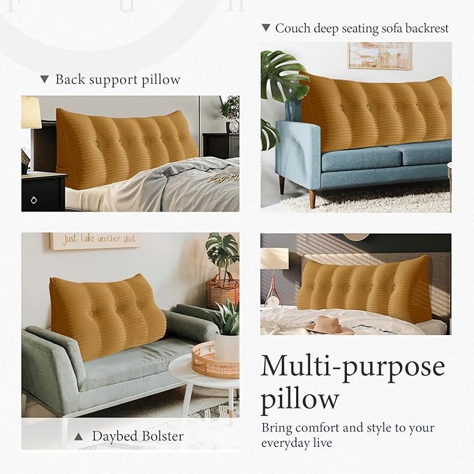 11 lbs Thickened Headboard Pillow Wedge Pillow Headboard Reading Pillow Bed for Comfortable Backrest Reading Triangular Pillow with Side Pocket Backrest Pillows for Sitting in Bed Queen