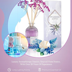 MIZZEO Reed Diffuser Set, French Lavender 6.76 fl oz Highly Scented Room Diffuser Home Fragrance Essential Oil Reed Flower Diffuser, House Bedroom Office Decor & Gifts