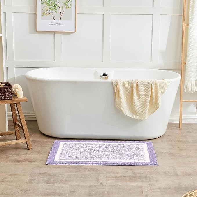 CozeCube Bath mats for Bathroom Non Slip, Fluffy Absorbent Microfiber Bath mat Washable, Aesthetic Bathroom Rugs, Large Purple Bath mat, Lavender, 36" x 24"