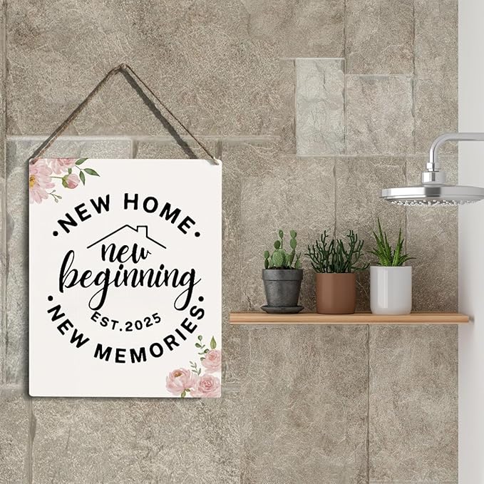 YCYD House Warming Gifts - Best Housewarming Gifts 2025, Home Sweet Home Sign, Funny New Home New Memories Ideas Home Decor Rustic Decor Wooden Box Sign for Living Room Bedroom, 10 x 8 Inch