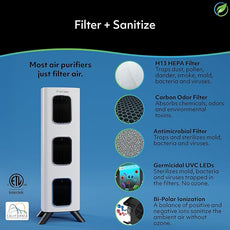 Air Oasis iAdaptAir 2.0 H13 HEPA Filter Air Purifier Reduces 99% of Viruses, Mold, Dust, Smoke, Pollen & Odors Quietest on The Market WiFi Compatible 3,975 Sq Ft of Clean Air
