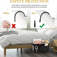 Bedside Storage Caddy/Bedside Hanging Storage Bag for Headboards Bunk Beds Dorm Rooms Book Phone Magazine Holder (2PC Black)