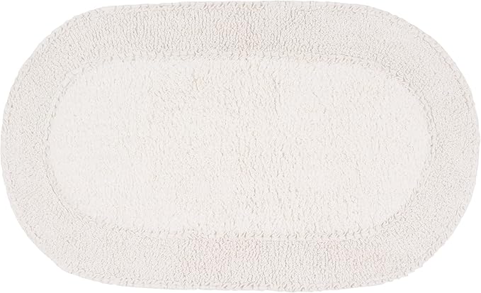 Home Weavers Double Ruffle Collection 100% Cotton Bathroom Rugs Set, Washable Rug, Extra Soft and Absorbent Bath Rug, Kitchen Mat, Bath Mat Set, Bath Floor Mat Non Slip, 21"x34" Rectangle, Ivory