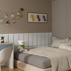 Upholstered Wall Mounted Headboard, Acoustic Panel, Peel and Stick Wall Padding, Beige Towel Fabric, 12-Pack