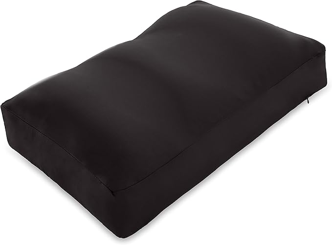PILLOWY Premium Microbead Bed Pillow, Large Extra Fluffy But Supportive - Ultra Comfortable Sleep with Silk Like Anti Aging Cover 85% Spandex/ 15% Nylon Breathable, Cooling Matte Black