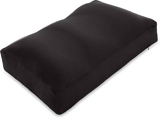 PILLOWY Premium Microbead Bed Pillow, Large Extra Fluffy But Supportive - Ultra Comfortable Sleep with Silk Like Anti Aging Cover 85% Spandex/ 15% Nylon Breathable, Cooling Matte Black