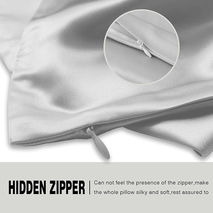 Silk Pillowcase for Hair and Skin,Soft,Breathable and Sliky 100% Standard Size Pillow Cases Set of 2,Both Sides Natural Mulberry Silk Pillowcases with Hidden Zipper(Standard Size 20"X 26",2pcs)