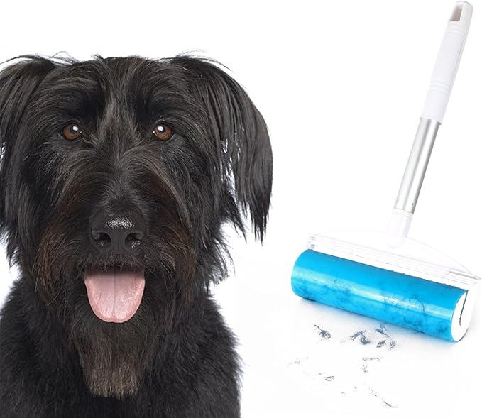 Reusable Sticky Picker Set Cleaner Lint Roller Pet Hair Remover Brush, Blue 8 inch Large Size + Pocket Size