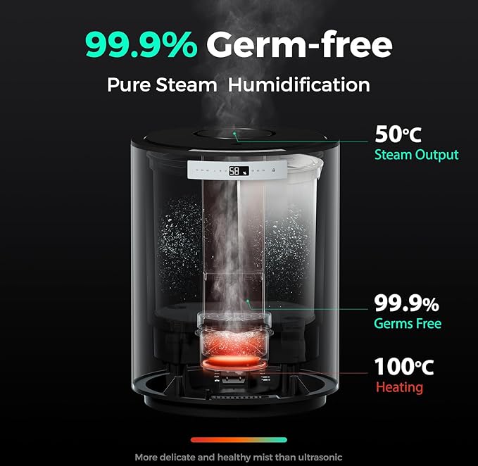 Humidifiers for Large Room, Y&O 10L(2.64Gal) Steam Whole House Humidifier for Plants, Filterless Design, Auto Shut Off, 3 Level Mist Maximum 1200ml/H Output, Covering up to 1000 sq.ft