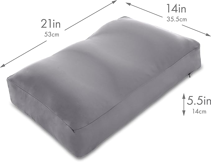 PILLOWY Premium Microbead Bed Pillow, Medium Extra Fluffy But Supportive - Ultra Comfortable Sleep with Silk Like Anti Aging Cover 85% Spandex/ 15% Nylon Breathable, Cooling Dark Grey