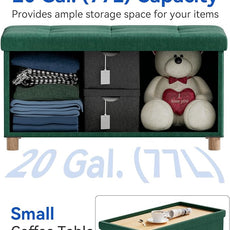 BRIAN & DANY 30 Inches Folding Storage Ottoman Bench, Ottoman with Storage Bench for Bedroom, Living Room, Entryway, Foot Rest with Legs, Dark Green