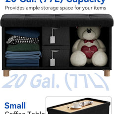 BRIAN & DANY 30 Inches Folding Storage Ottoman Bench, Ottoman with Storage Bench for Bedroom, Living Room, Entryway, Foot Rest with Legs, Black