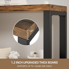 6-Tier Adjustable Heavy Duty Bookshelf, Industrial Wood and Metal Bookshelf, Vintage Bookcase with Lock Wall Design, Shelves for Room Wall Standing, Rustic Brown