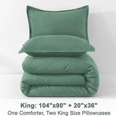 Litanika Comforter Set, Lightweight Solid Bedding Comforter Set, Fluffy Down Alternative Bed Set, Haze Green, King