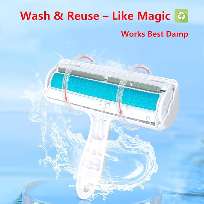 Pawsome Pets Pet Hair Remover Gift Set Reusable Lint Roller Cat and Dog Hair Remover for Furniture, Couch, Carpet, Clothing and Bedding - Portable, Multi-Surface Fur Removal Tool