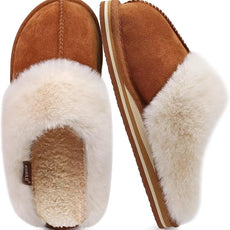 KuaiLu Womens Fluff Dual Memory Foam Slippers Ladies Cozy Arch Support Warm Scuff Slippers Slip on Comfy Winter House Shoes with Non-Slip Indoor Outdoor Hard Sole