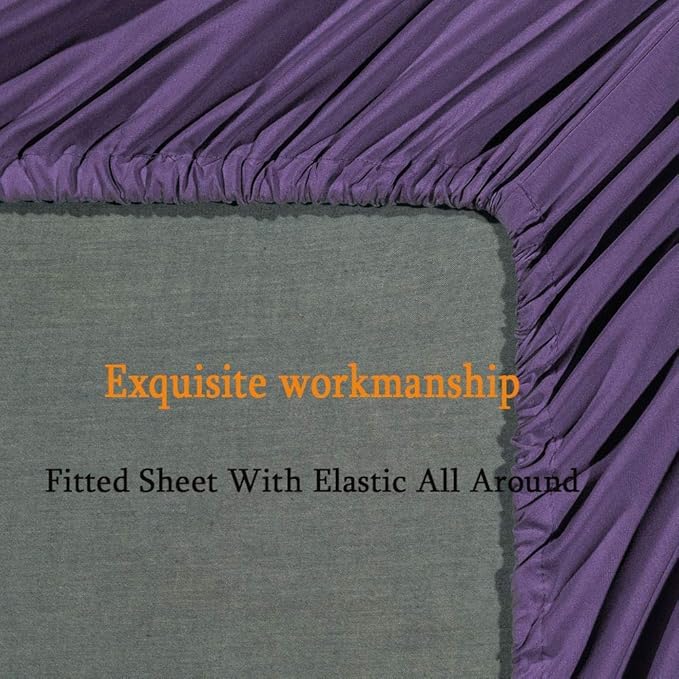 SONORO KATE Bed Sheet Set Super Soft Microfiber 1800 Thread Count Luxury Egyptian Sheets Fit 18-24 Inch Deep Pocket Mattress Wrinkle-6 Piece (Purple, Full)