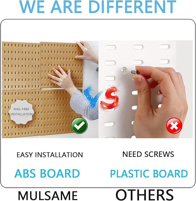 Pegboard Combination Kit, Wall Mounted Storage Set with 4 Pegboards & 14 Accessories Hanging, Yellow Peg Boards Organizer for Walls Display, Crafts Organization, Kitchen Organizer, 22" x 22"